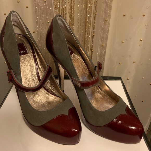 EUC Dolce Vita Grey Suede and Burgundy Heels 👠 - Picture 2 of 6